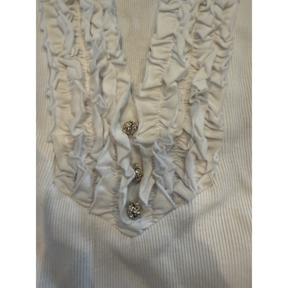 NWT Charlotte Tarantola Sz Large White Tank With‎ Crystal Accents Sleeveless Top - Picture 6 of 8